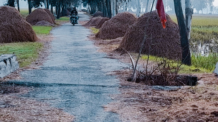 ছয় মাস ধরে কালভার্ট ভাঙ্গা, ঝুঁকি নিয়ে রাস্তা পারাপার